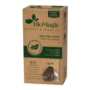 Biomagic Hair Color Intense Ash Blonde No: 9.11 provides a sleek ash blonde shade with a natural and full-bodied look, ensuring full gray coverage