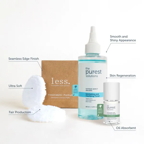 ⁦TPS X LESS (تونيك لشد المسام وتنقيتها 200 مل + ممحاة زيت منطقة T + قطعتين من القطن للتنظيف) - The Purest Solutions⁩ - الصورة ⁦3⁩
