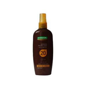 نقدم لك زيت الشمس 20 SPF بخاخ حماية متوسطة من بيباك 150 مل - Bebak، بخاخ خفيف الوزن للحماية من الشمس مصمم لتوفير حماية متوسطة المستوى ضد الأشعة فوق البنفسجية الضارة.