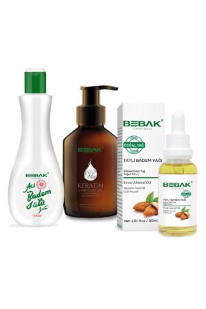 نقدم لكم مجموعة بيباك كيراتين + اللوز للعناية بالشعر والبشرة - Bebak، الحل المثالي للعناية المتكاملة. تجمع المجموعة بين فوائد الكيراتين الذي يعيد للشعر قوته وحيويته، وزيت اللوز الغني بالفيتامينات الذي يغذي ويرطب الشعر والبشرة بعمق، مما يمنحك مظهرًا صحيًا وجذابًا.