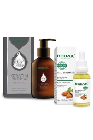 نقدم لكم مجموعة Bebak Keratin وزيت اللوز الحلو - Bebak، مزيج مثالي يعزز صحة الشعر ويعيد له قوته ولمعانه الطبيعي.