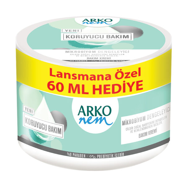 نقدم لكم اركو نيم كريم ميكروبيوم 420 مل + 60 مل - Arko Nem، تركيبة مبتكرة تهتم بتعزيز توازن ميكروبيوم البشرة.