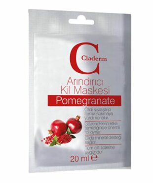 Revive your skin's radiance with Claderm Purifying Clay Mask with Pomegranate: Renewal, wrinkle elimination, and suitable for all skin types.