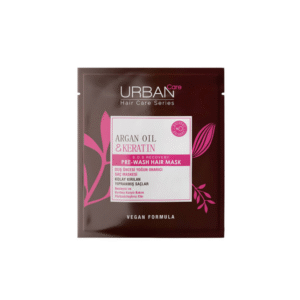 Introducing the Urban Care Argan Oil and Keratin Pre-Shower Hair Care Mask, a 50 ml treatment designed to nourish and strengthen your hair before showering.