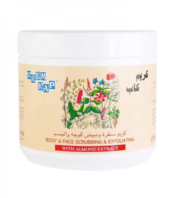 Introducing the Cream Cap Body And Face Scrubbing and Exfoliating With Almond Extract 500 g, a 500-gram solution for achieving smooth and radiant skin.