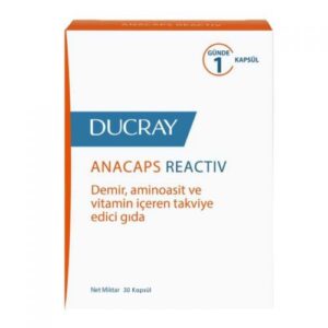 Introducing the Ducray Anacaps Reactiv Food Supplement 30 Capsules, a powerful solution for promoting healthy hair and nail growth.