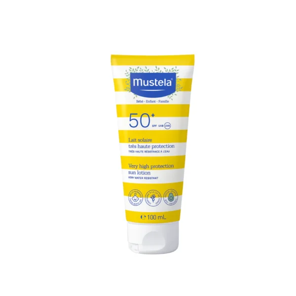 Introducing Mustela Very High Protection Sun Lotion SPF 50 100 ml, your ultimate sun protection for your skin.