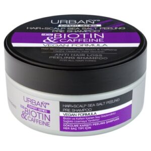 Introducing the Urban Care Biotin and Caffeine Hair Loss Peeling Shampoo 200 ml, a powerful solution for revitalizing and strengthening your hair.