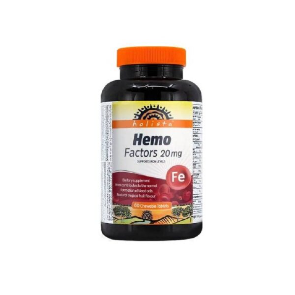 Introducing Holista Hemo Factors 20Mg Dietary Supplement Iron Support Chewable Tablets 60 Tablets, a convenient way to support your iron levels.