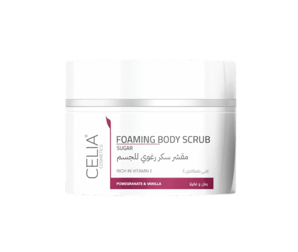 Introducing the Celia Foaming Body Scrub With Pomegranate And Vanilla 400 g, a luxurious exfoliating scrub designed to leave your skin feeling soft and smooth.