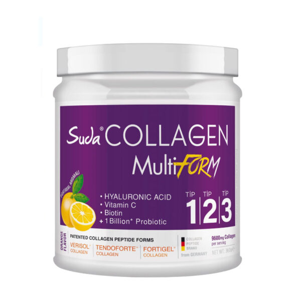 سودا كولاجين طعام تكميلي متعدد الأشكال بنكهة البرتقال 360 جم | Suda Collagen