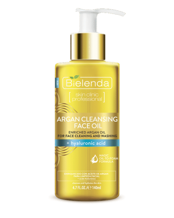 Introducing the Bielenda Argan Cleansing Face Oil 140 ml, a gentle and effective solution for cleansing your skin.