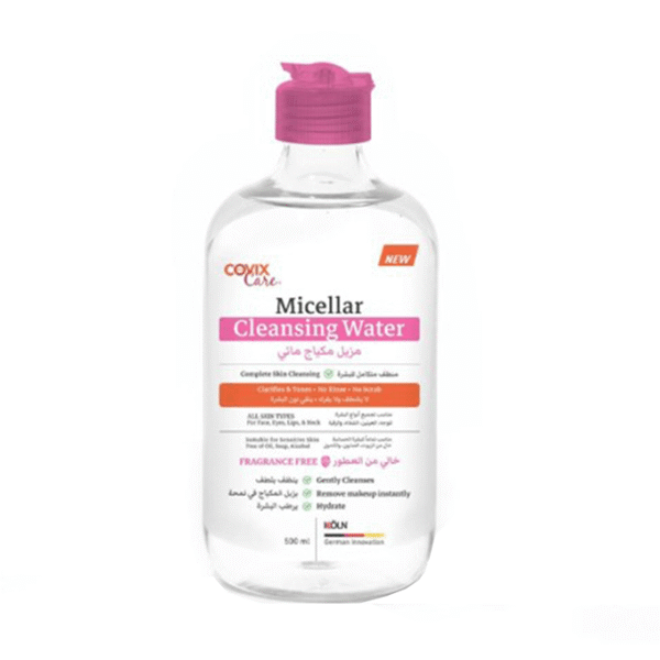 Introducing Covix Care Micellar Cleansing Water 500 ml, the gentle and effective solution for removing makeup and impurities from your skin.