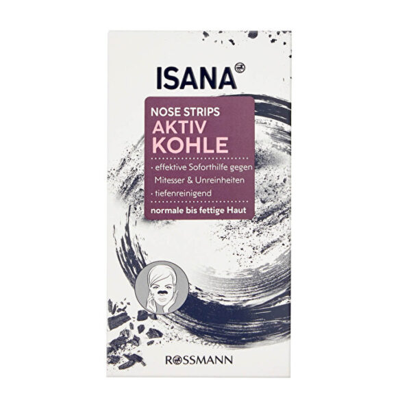 Isana Activated Charcoal Pore Purifying Nose Strips Set of 3 for Normal and Oily Skin