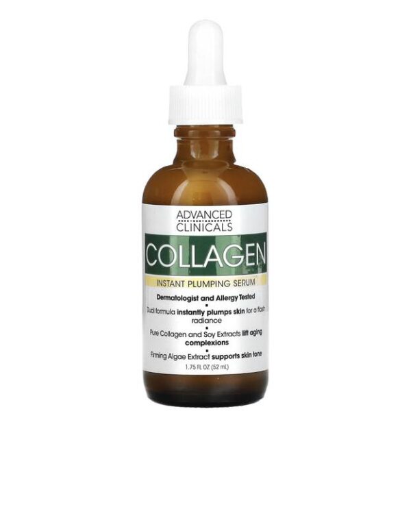 Introducing the Advanced Clinicals Collagen Instant Plumping Serum 52 ml, a powerful skincare solution designed to rejuvenate and nourish your skin.