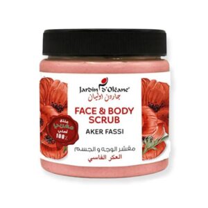 Introducing the Jardin Oleane Face and Body Scrub Aker Fassi 500 g, a luxurious skincare solution for exfoliating and reviving your skin.