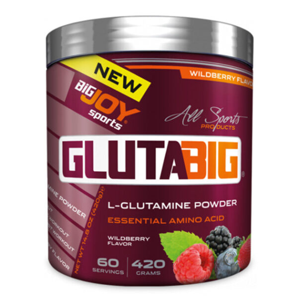 Introducing the Bigjoy Sports Glutabig L-Glutamine Powder Forest Fruit 420 g, a powerful supplement to boost your health and vitality.