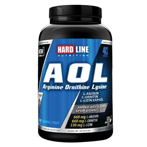 Introducing the Hardline AOL Arginine Ornithine Lysine 120 Capsules, a powerful addition to your vitamin-health regimen.