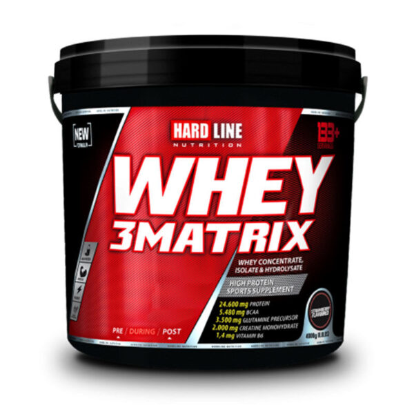 Introducing the Hardline Whey 3 Matrix Protein Chocolate 4000 g, a high-quality protein supplement to support your fitness goals.