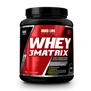 Introducing the Hardline Whey 3Matrix Strawberry 908g, a high-quality whey protein powder designed to support your fitness goals.