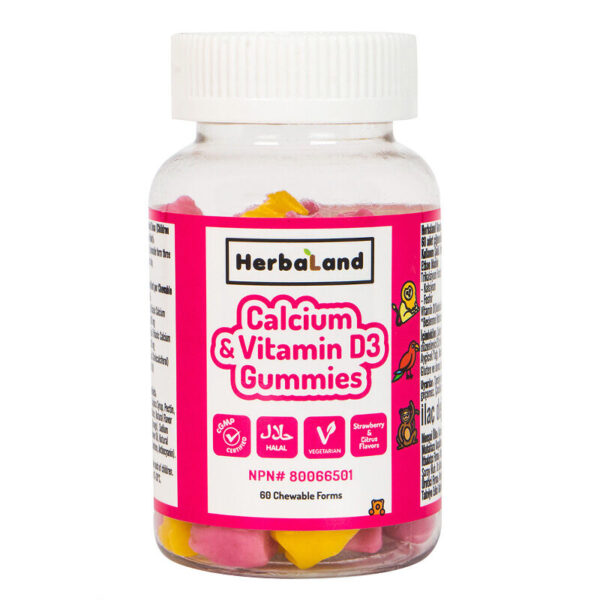 Introducing Herbaland Calcium & Vitamin D3 Gummies 60 Pieces, a natural and effective way to support your child's bone health and overall well-being.