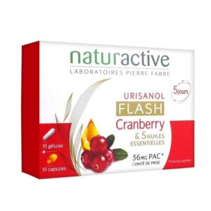 Introducing Naturactive Urisanol Flash Cranberry 10 + 10 Capsules, a natural solution for urinary tract health.