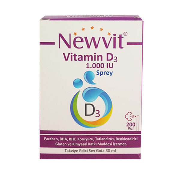 Introducing Newvit Vitamin D3 1000 iu Spray 30 ml, the convenient and easy way to boost your vitamin D levels. This spray is designed to provide the necessary dose of vitamin D3, promoting overall health and well-being.