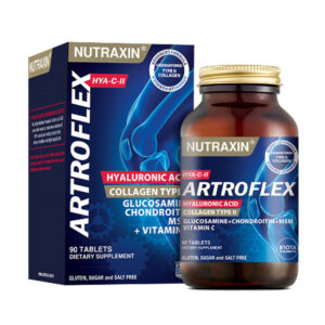 نقدم لكم نوتراكسين أرتروفلكس هيا-سي-إي 90 قرص | Nutraxin، وهو حل شامل لدعم الصحة المشتركة. تم تصميم هذه الأقراص التي تم تركيبها بعناية لتعزيز المرونة والحركة من أجل صحة المفاصل بشكل عام.