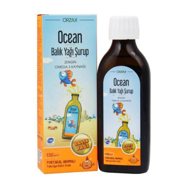 Introducing the Orzax Ocean Omega-3 Fish Oil Syrup Orange Flavored 150 ml, a powerful supplement to support your overall health and well-being.