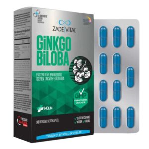 Introducing the Zade Vital Ginkgo Biloba Extract 30 Capsules, a powerful combination of Ginkgo Biloba extract and prebiotics to support overall health.