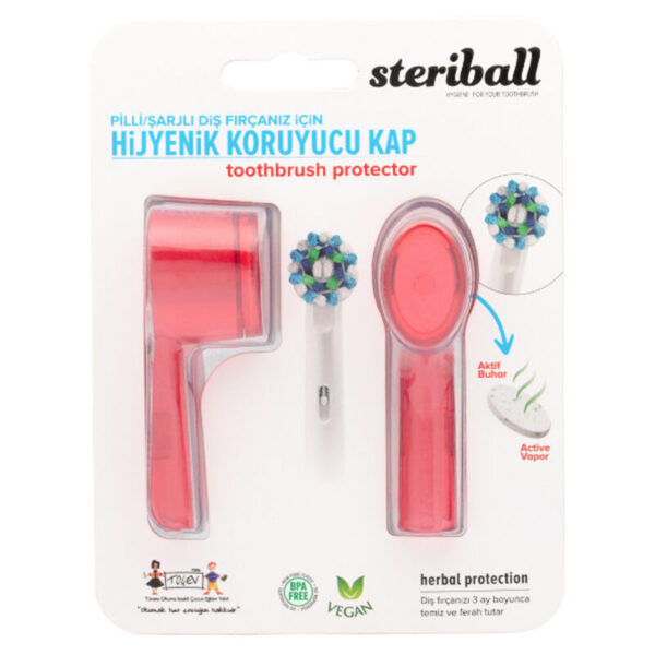 Steriball Hygienic Toothbrush Container for Battery or Rechargeable Toothbrushes - Red